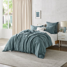 100% European Flax Linen Quilt Cover Set Washed Blue
