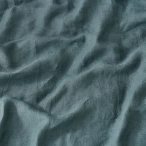 100% European Flax Linen Quilt Cover Set Washed Blue
