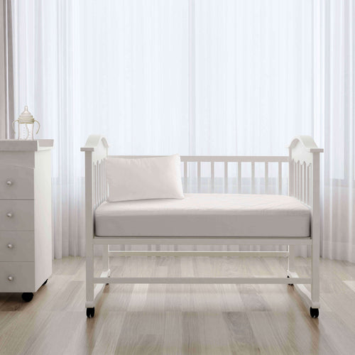 Bamboo Quilted Mattress Protector White Cot