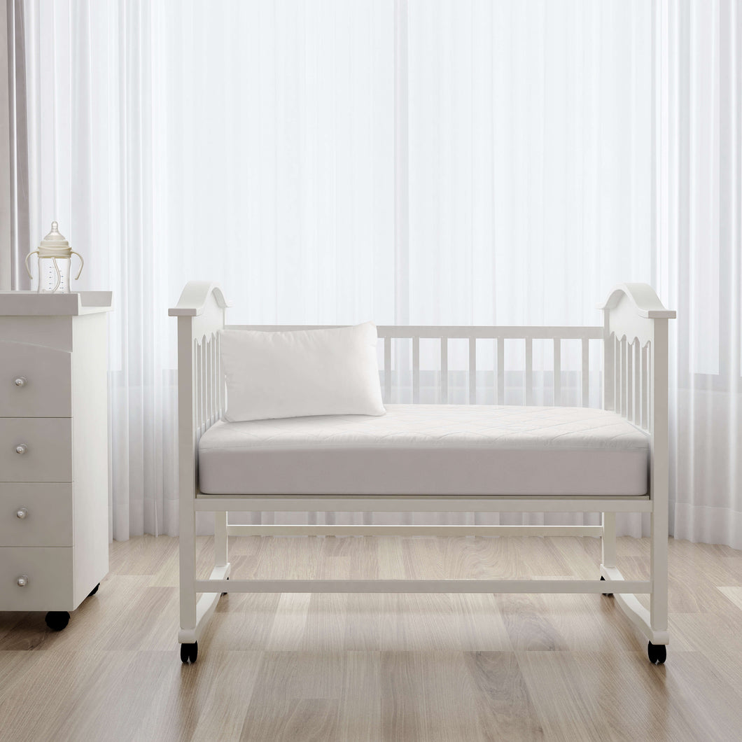 Tencel Quilted Mattress Protector White Cot